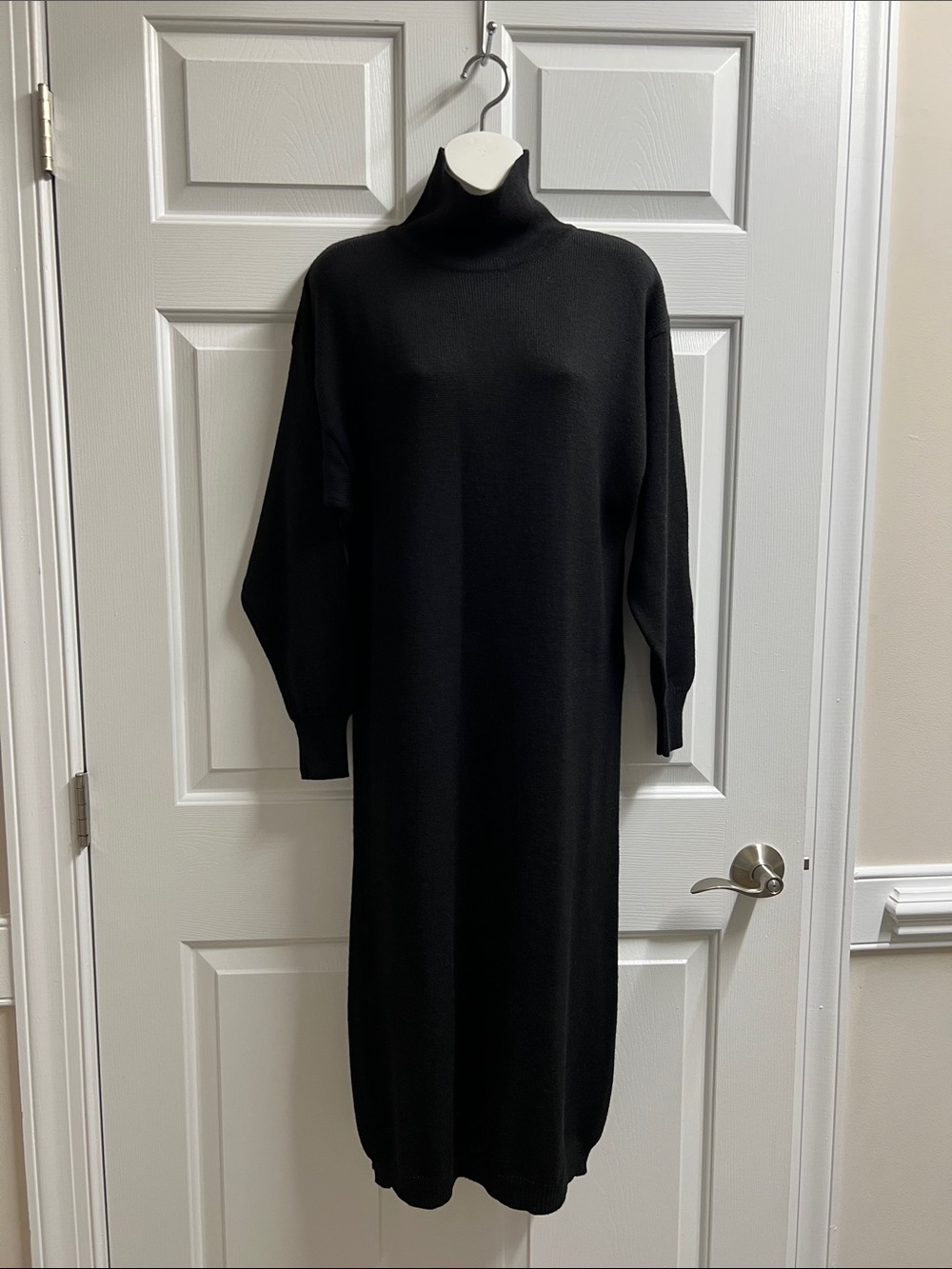 Vintage Liz Roberts Robert Elliot Black Turtle neck wool sweater Dress S